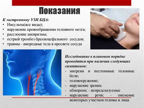 Основные показания для ультразвукового дуплексного сканирования брахицефальных артерий