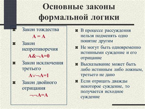 Основные правила и законы