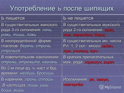 Основные правила написания существительных без мягкого знака ь