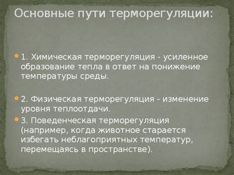 Основные фазы терморегуляции