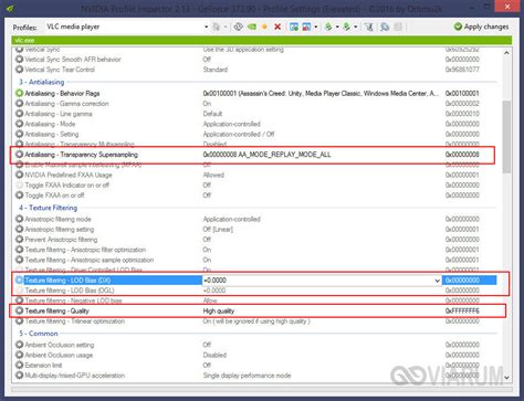 Основные функции программы NVIDIA Inspector