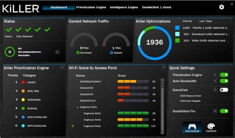 Основные функции Killer Control Center