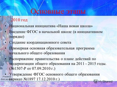 Основные этапы разработки ФГОС