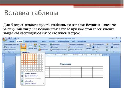 Основы настройки таблицы в Word