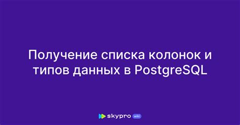 Основы типов данных в SQL PostgreSQL