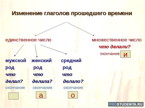 Особенности образования прошедшего времени