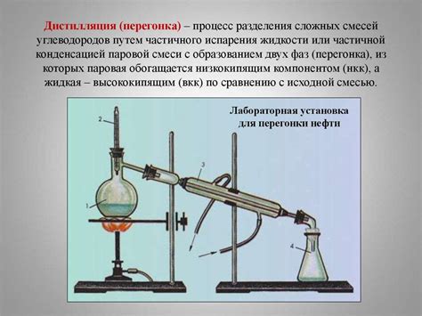 Особенности процесса перегонки