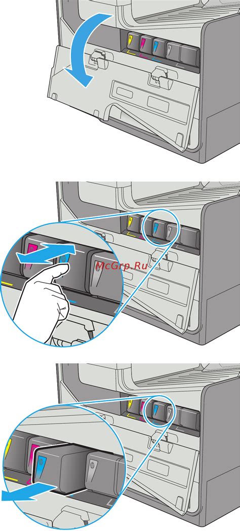 Отключение принтера и извлечение картриджей