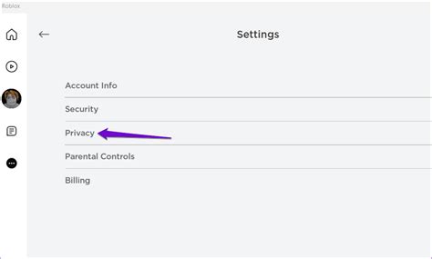 Откройте настройки конфиденциальности Роблокс