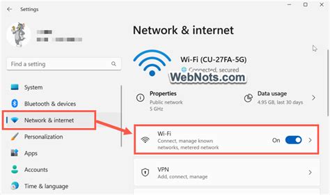 Откройте настройки Wi-Fi в Windows