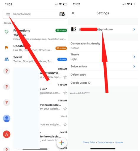 Откройте приложение Gmail на iPhone