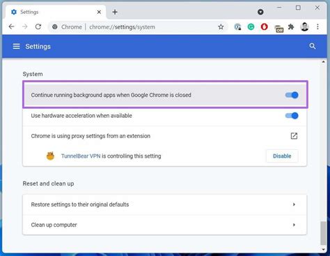 Открытие меню Chrome