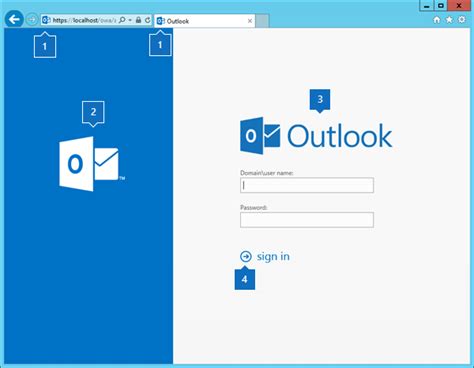 Открытие страницы входа в Outlook