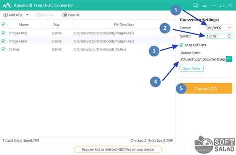 Открыть программу и выбрать HEIC-файлы для конвертирования