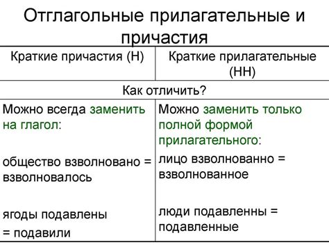 Отличие от прилагательного и существительного