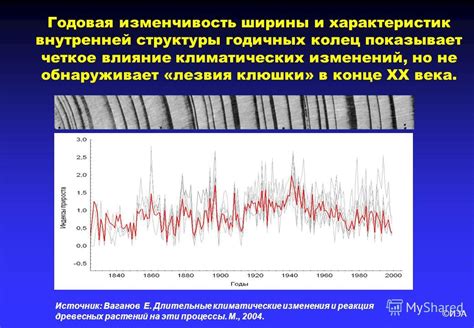 Отражение изменений в климате в ширине годичных колец