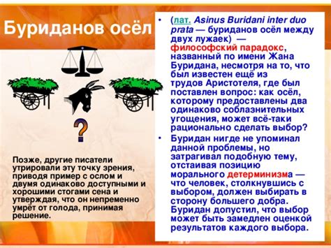 Парадокс Буридана и его решение в современном мире