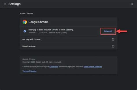 Перезапустите браузер Google Chrome