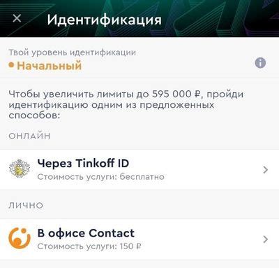 Переход в раздел "Идентификация"