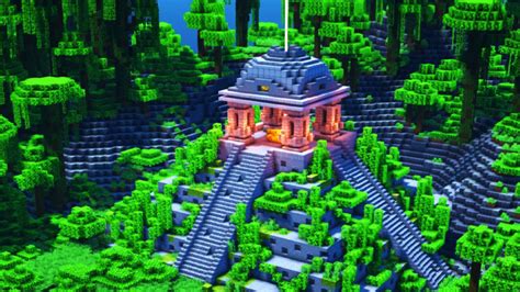 Подготовительные работы для строительства изумрудного маяка в Minecraft