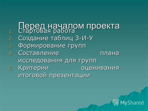 Подготовка и составление плана перед началом работы