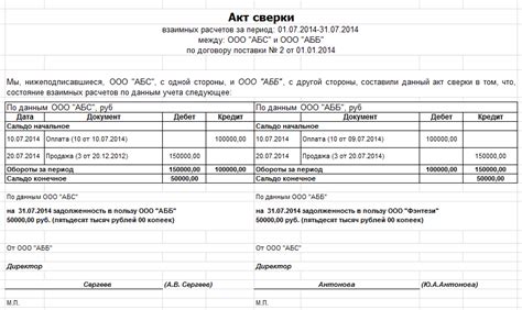 Подготовка к составлению акта сверки