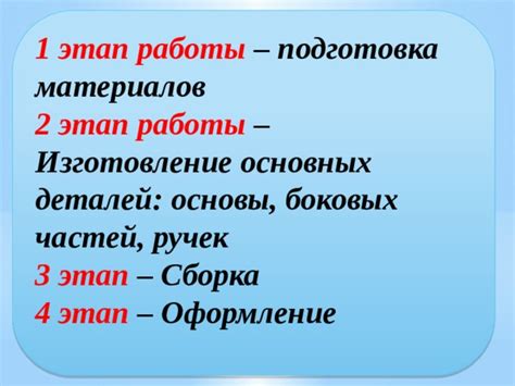 Подготовка основных материалов