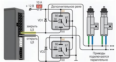 Подключение актуаторов центрального замка