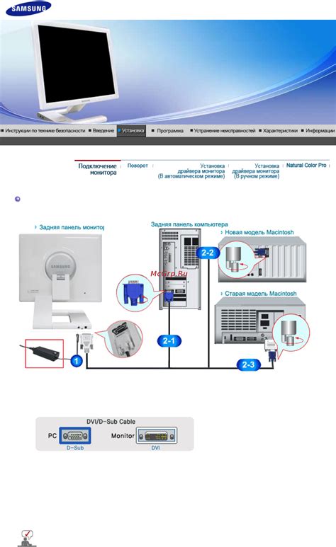 Подключение и установка монитора Samsung
