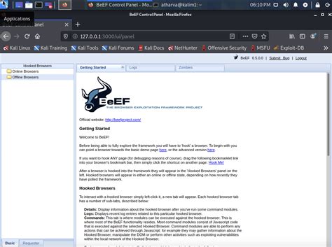 Подключение к сессии Beef Framework с использованием веб-интерфейса