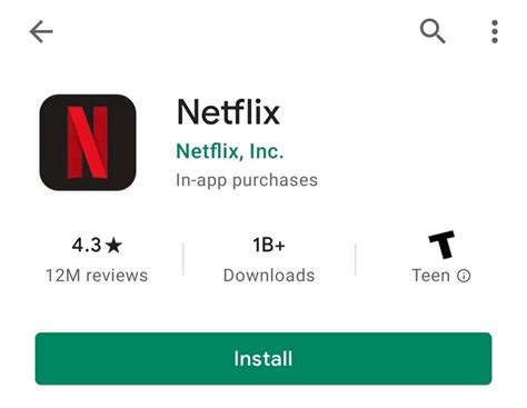 Поиск Netflix в Google Play Store