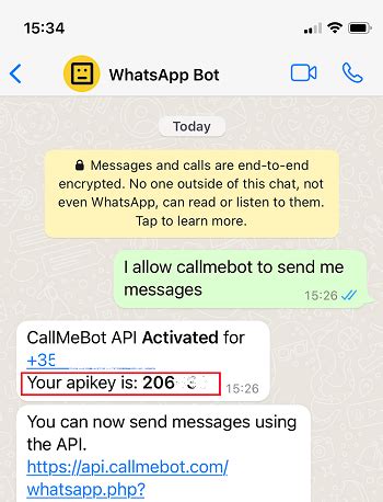 Получение ключа API для WhatsApp