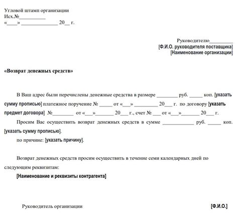 Порядок возврата и возмещение средств