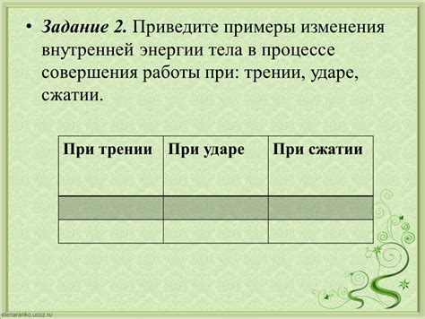 Последствия изменения внутренней энергии при сжатии