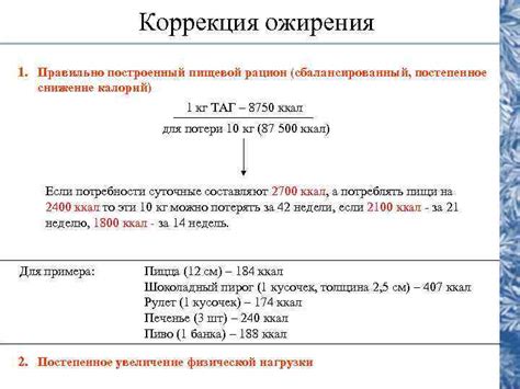 Постепенное снижение потребления калорий