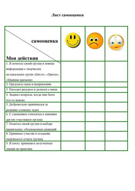 Почему важно составить лист самооценки достижений