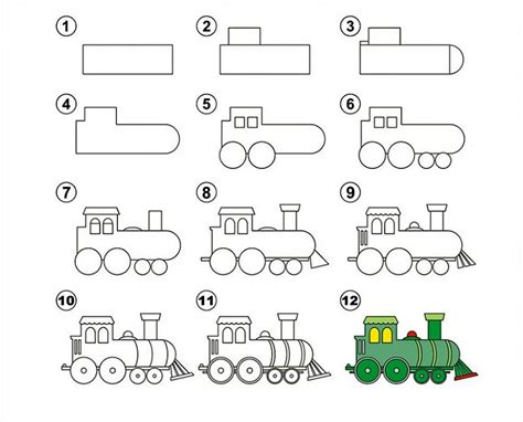Пошаговая инструкция для рисования поезда для детей