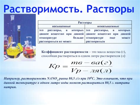 Практическое применение растворимости Nano3