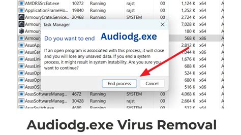 Признаки наличия вируса audiodg.exe