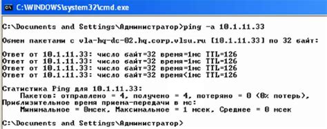 Применение команды "ping" для определения домена по IP