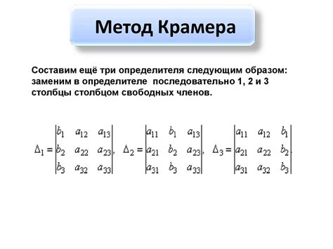 Применение метода Крамера для нахождения пересечения прямых