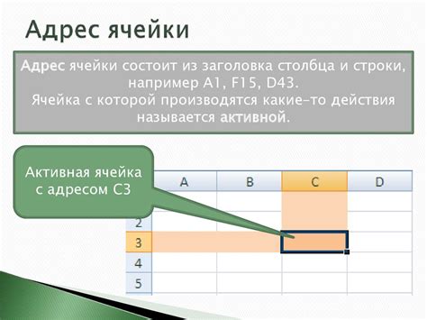 Примеры выбора ячейки