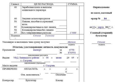 Примеры правильного заполнения чека