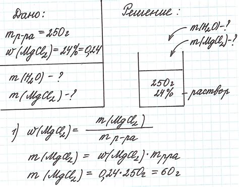 Примеры применения методов при определении массы вещества в растворе