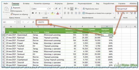 Примеры применения формулы процента в Excel