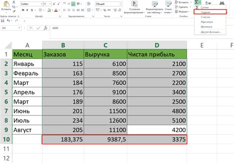 Примеры расчета среднего значения