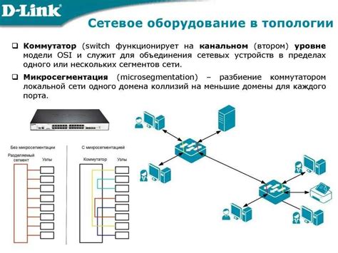 Принципы работы сети с коммутатором