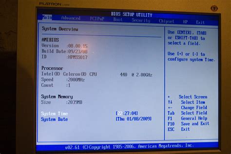 Проверка версии BIOS через BIOS Setup