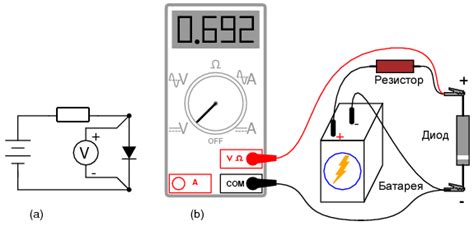Проверка прямого напряжения на диоде