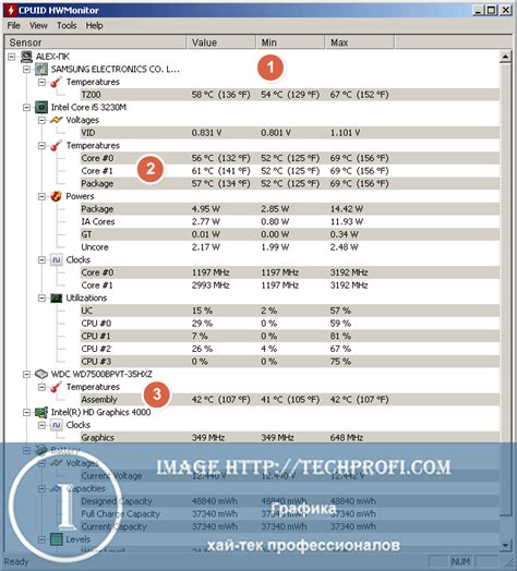 Проверка температуры с помощью программы "HWMonitor"